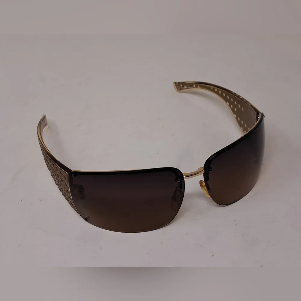 Dior Women's Sunglasses Quadrillee Brown Gold Vintage Y2K OHSR1 71-13-130 - Picture 14 of 16